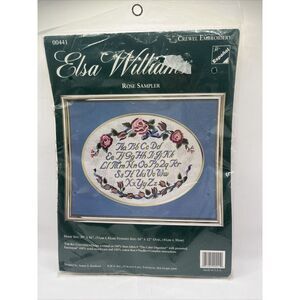 Elsa Williams Rose Sampler Crewel Embroidery Kit NOS 20x16, 16x12 Oval Framed